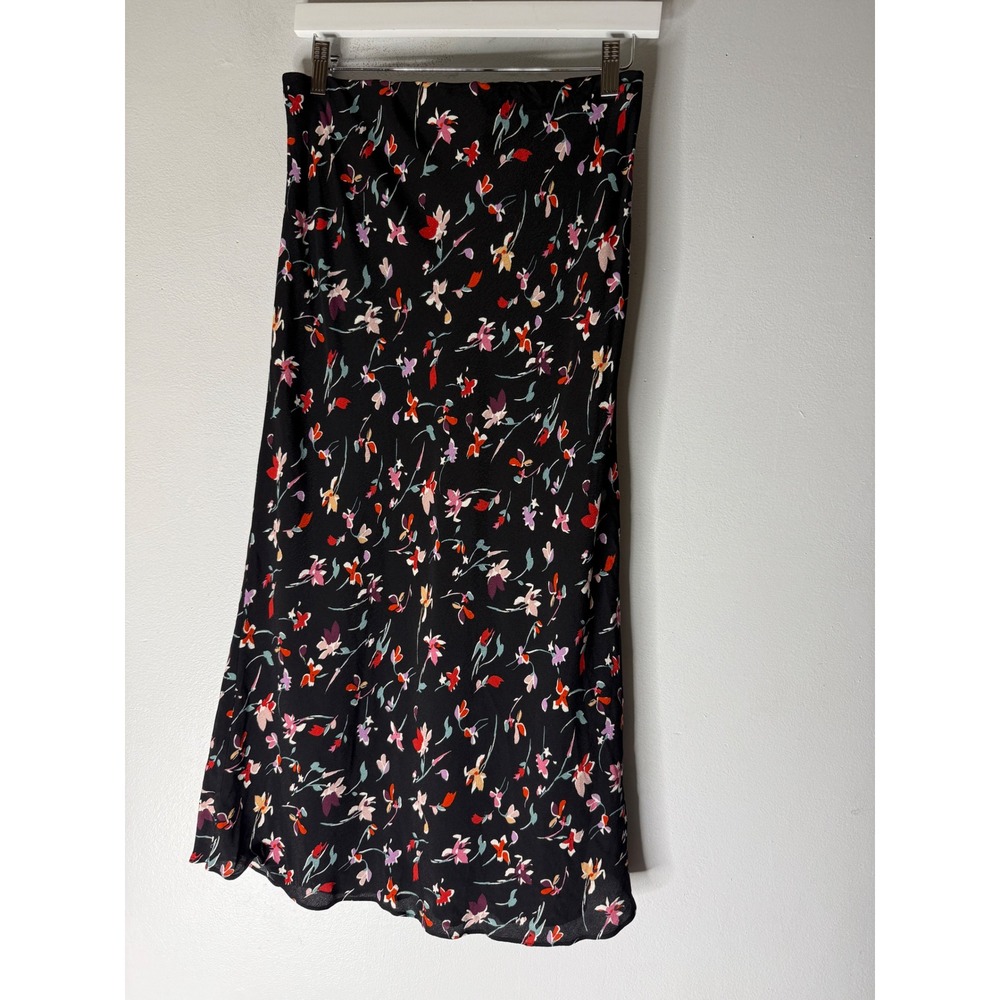Madewell Black Floral Midi Skirt